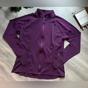 Leg3nd Activewear Workout Mock Neck Full Zip Track Jacket w Thumb Holes. Size L